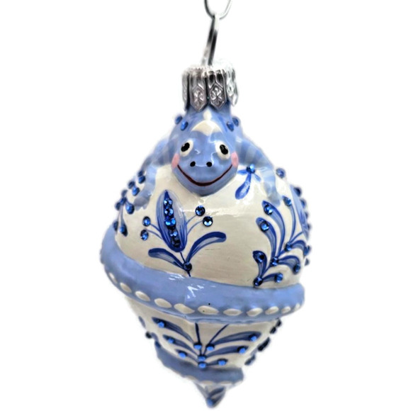 Patricia Breen Topping Chameleon Summer Blue Flower Spring Christmas Ornament - Picture 1 of 10